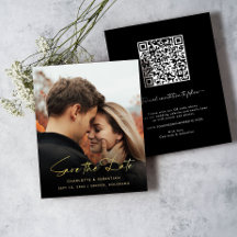 Gold Calligraphy Foto Save the Date Card