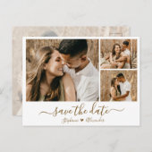 Gold Calligraphy Foto Save the Date Einladung (Vorne/Hinten)