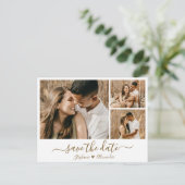 Gold Calligraphy Foto Save the Date Einladung (Stehend Vorderseite)
