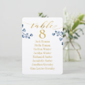 Gold Calligraphy Green Seating Chart Card Card Car Einladung (Stehend Vorderseite)