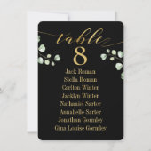 Gold Calligraphy Greenery Black Seating Chart Card Einladung (Vorderseite)