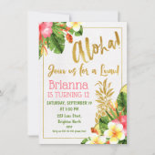 Gold Calligraphy Luau Birthday Einladung (Vorderseite)
