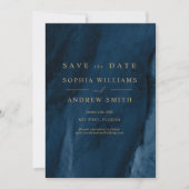 Gold Calligraphy & Navy Blue Save the Date Einladung (Vorderseite)