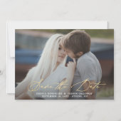 Gold Calligraphy Overlay-Foto Save the Date Magneteinladung (Vorderseite)
