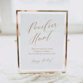 Gold Calligraphy Pacifier Hunt Baby Shower Game Poster