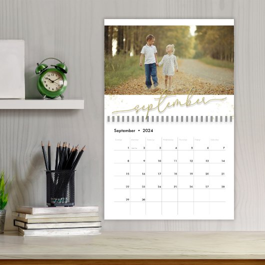 Gold Calligraphy Photo Months Stylish Script Kalender