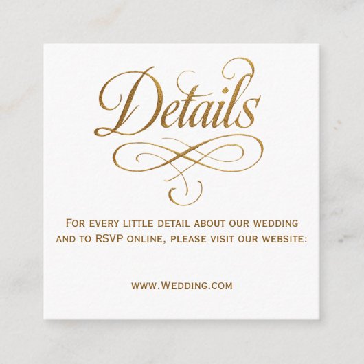 Gold Calligraphy QR Wedding Details Card Begleitkarte (Vorderseite)