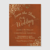 Gold Calligraphy Rust Orange Speichern Sie das Dat Magnetkarte (Vorderseite)