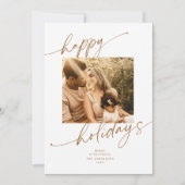 Gold Calligraphy Script Holiday Foto Card Einladung (Vorderseite)