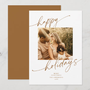Gold Calligraphy Script Holiday Foto Card Einladung
