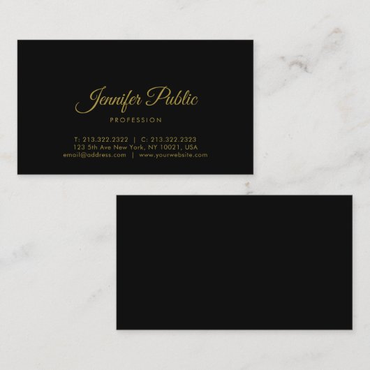 Gold Calligraphy Script Minimalistisch Elegant Bla Visitenkarte (Vorne/Hinten)