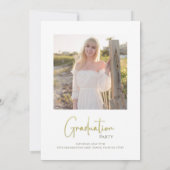 Gold Calligraphy Script Minimalistisch Zwei Foto Einladung (Rückseite)