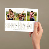 Gold Calligraphy Script Stilvolles Foto QR Code Save The Date