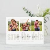 Gold Calligraphy Script Stilvolles Multi-Foto Save The Date (Stehend Vorderseite)