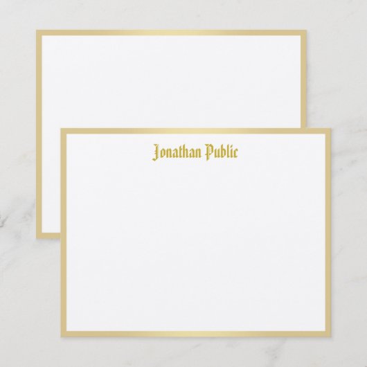 Gold Calligraphy Script Template Classic Look Cool Mitteilungskarte (Vorne/Hinten)