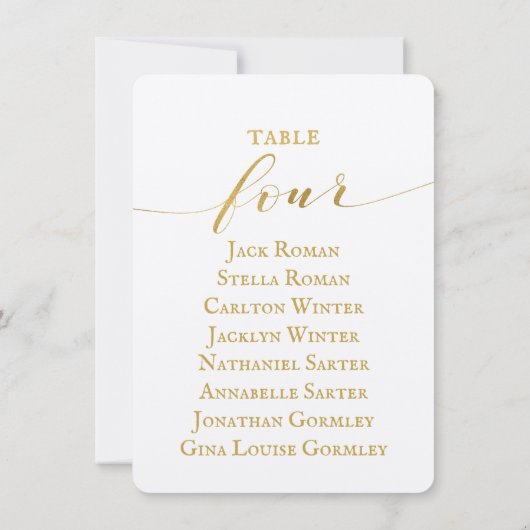 Gold Calligraphy Seating Chart Card Card Card Einladung (Rückseite)