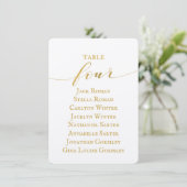 Gold Calligraphy Seating Chart Card Card Card Einladung (Stehend Vorderseite)