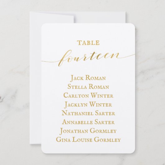 Gold Calligraphy Seating Chart Card Card Card Einladung (Rückseite)