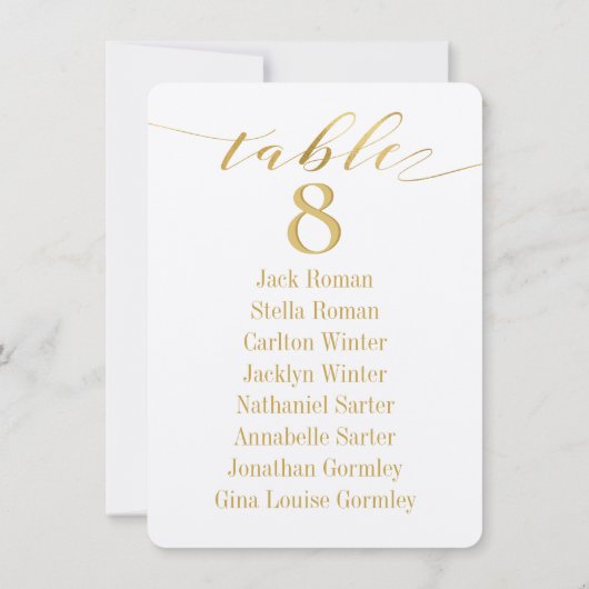 Gold Calligraphy Seating Chart Card Card Card Einladung (Rückseite)