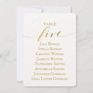 Gold Calligraphy Seating Chart Card Card Card Einladung
