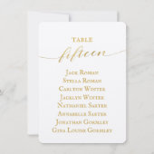 Gold Calligraphy Seating Chart Card Card Card Einladung (Rückseite)