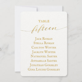 Gold Calligraphy Seating Chart Card Card Card Einladung