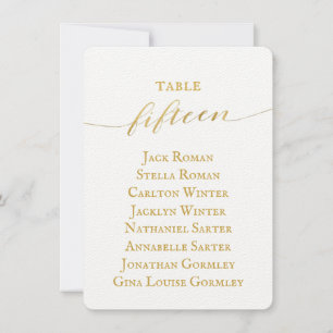 Gold Calligraphy Seating Chart Card Card Card Einladung