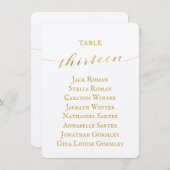 Gold Calligraphy Seating Chart Card Card Card Einladung (Vorne/Hinten)
