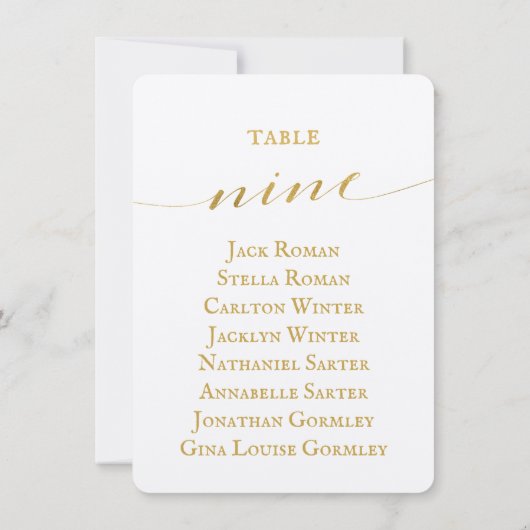 Gold Calligraphy Seating Chart Card Card Card Einladung (Rückseite)