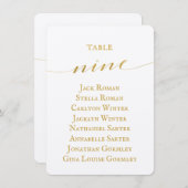 Gold Calligraphy Seating Chart Card Card Card Einladung (Vorne/Hinten)