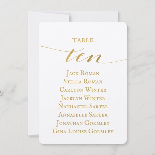 Gold Calligraphy Wedding Chart 10 Card Einladung (Vorderseite)