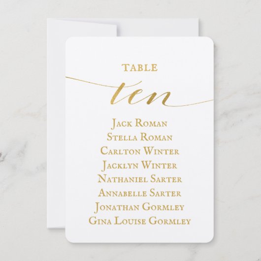 Gold Calligraphy Wedding Chart 10 Card Einladung (Rückseite)