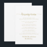 Gold Calligraphy Wedding Kissing Menu Game Card<br><div class="desc">Diese goldene Kalligrafie Hochzeitskissingkarte eignet sich perfekt für einen rustikalen Hochzeitsempfang. Das einfache und elegante Design zeichnet sich durch klassische und extravagante Schriftzeichen in Gold aus.</div>
