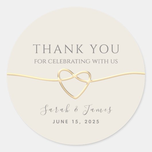Gold Calligraphy Wedding Vielen Dank Runder Aufkleber (Vorderseite)