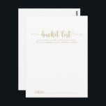 Gold Calligraphy Wedellisten-Karten Postkarte<br><div class="desc">Diese kalligraphischen Hochzeitskarten sind die perfekte Wahl für einen rustikalen Hochzeitsempfang oder Brautparty. Das einfache und elegante Design zeichnet sich durch klassische und extravagante Schriftzeichen in Gold aus. Ändern Sie den Wortlaut in Anzug jedes Lebensereignisses. Das Schild der Schaufelliste wird separat verkauft.</div>