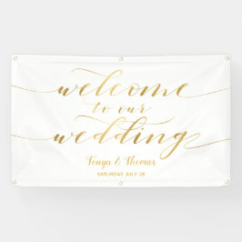 Gold Calligraphy White Willkommen bei unserer Hoch Banner