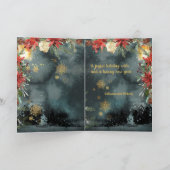Gold Calligraphy Woodland Floral Holiday Card Einladung (Innenseite)