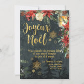Gold Calligraphy Woodland French Joyeux Weihnachte Einladung (Vorderseite)