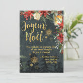 Gold Calligraphy Woodland French Joyeux Weihnachte Einladung (Stehend Vorderseite)