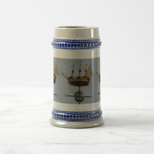 Gold Calyon Compass Rose Gray/Blue 22 oz Stein Bierglas