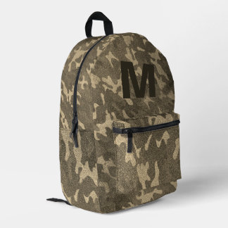 Gold Camouflage Glitzer Outdoorsy Brown Monogram Bedruckter Rucksack