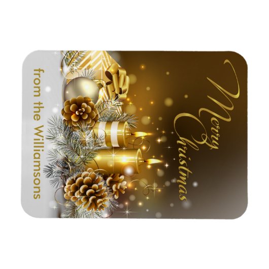 Gold Candles Frohe Weihnachtsfeiertage Magnet (Horizontal)