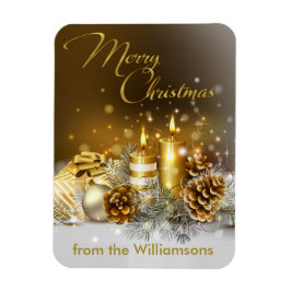 Gold Candles Frohe Weihnachtsfeiertage Magnet