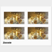 Gold Candles Frohe Weihnachtsfeiertage Rechteckiger Aufkleber (Blatt)