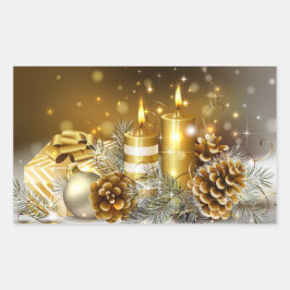Gold Candles Frohe Weihnachtsfeiertage Rechteckiger Aufkleber