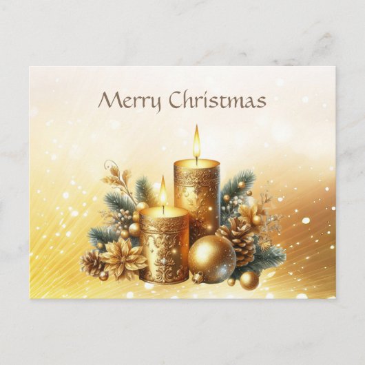 Gold Candles Holiday Weihnachtskarte Postkarte (Vorderseite)