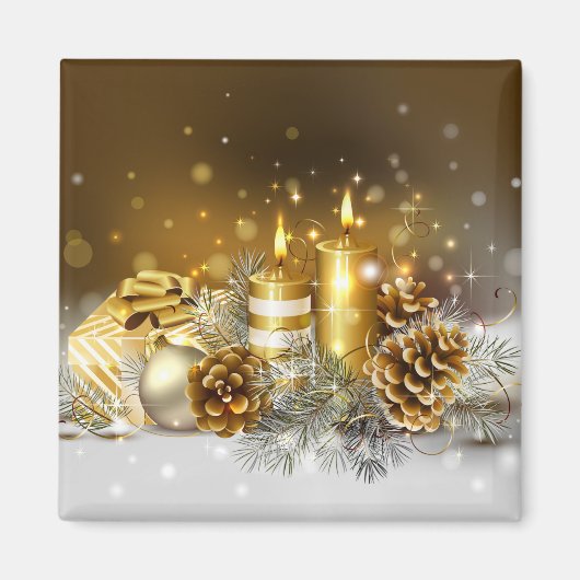 Gold Candles Weihnachten Magnet (Vorne)