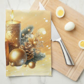 Gold Candles Weihnachtsküche Handtuch (Viertel Falte)