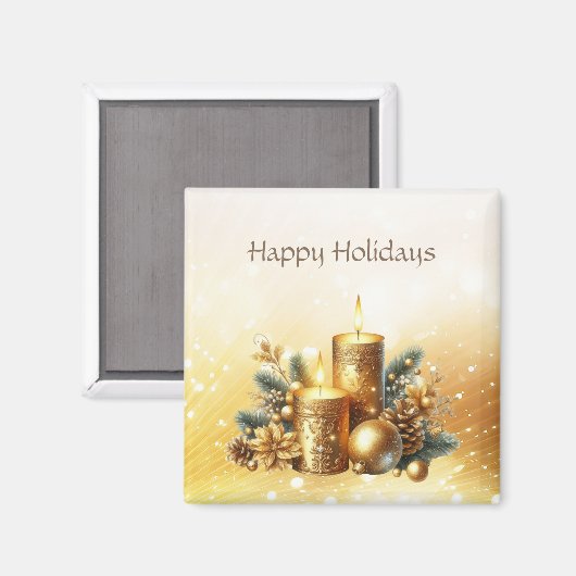 Gold Candles Weihnachtsmagnet Magnet (Vorderseite/Rückseite)