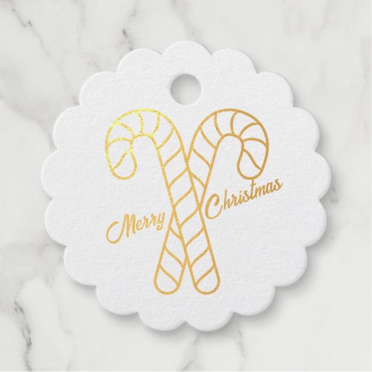 Gold Candy Canes Red Strumpf Gnome Merry Xmas Geschenkanhänger (Vorderseite)